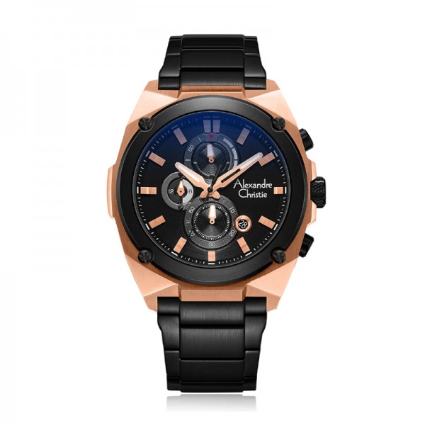 Alexandre Christie AC 6655 Rosegold Black Steel MCBBRBA